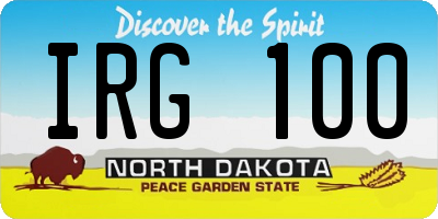 ND license plate IRG100