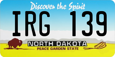 ND license plate IRG139