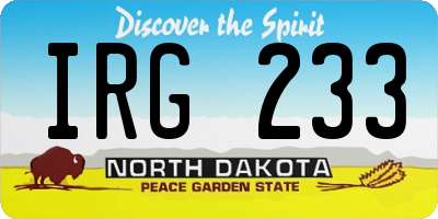 ND license plate IRG233