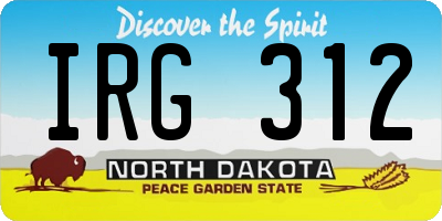 ND license plate IRG312