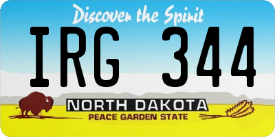 ND license plate IRG344