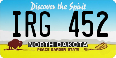 ND license plate IRG452