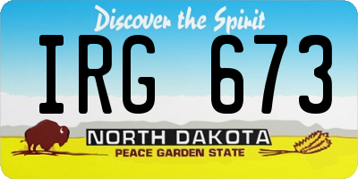 ND license plate IRG673