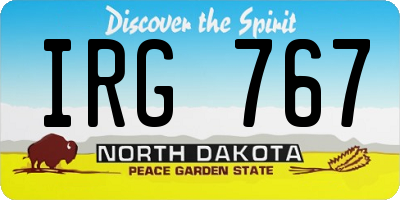 ND license plate IRG767