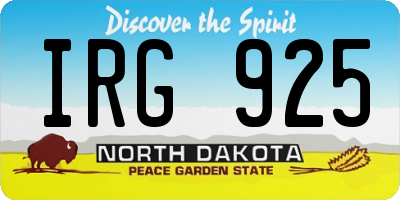 ND license plate IRG925