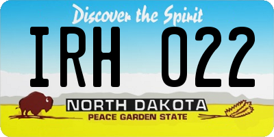 ND license plate IRH022