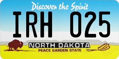 ND license plate IRH025