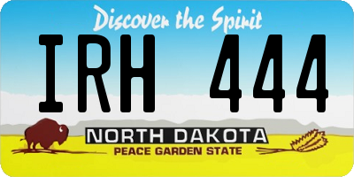 ND license plate IRH444