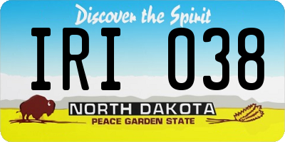 ND license plate IRI038