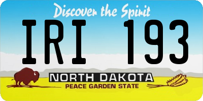 ND license plate IRI193