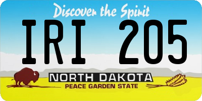 ND license plate IRI205