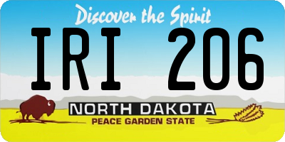 ND license plate IRI206