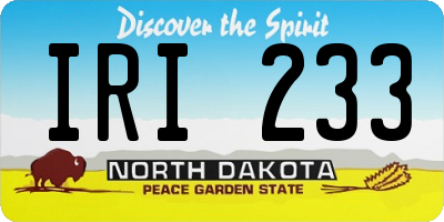 ND license plate IRI233