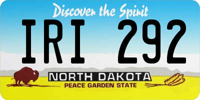 ND license plate IRI292