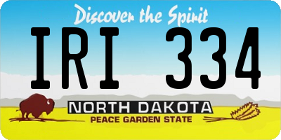 ND license plate IRI334