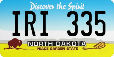 ND license plate IRI335