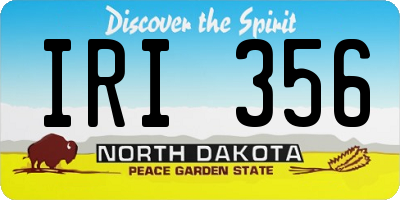 ND license plate IRI356