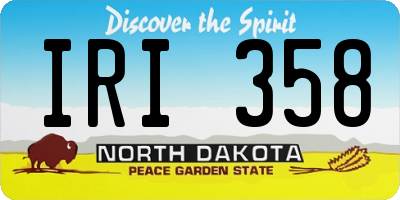 ND license plate IRI358