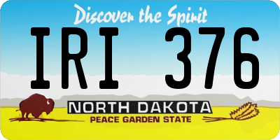 ND license plate IRI376