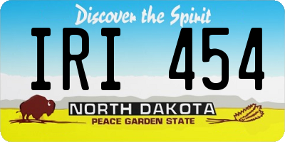 ND license plate IRI454