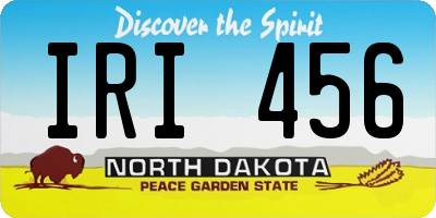 ND license plate IRI456