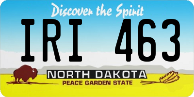 ND license plate IRI463