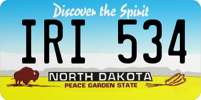 ND license plate IRI534