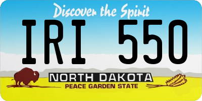ND license plate IRI550