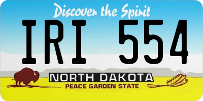 ND license plate IRI554