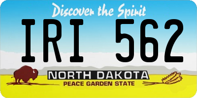 ND license plate IRI562
