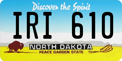 ND license plate IRI610