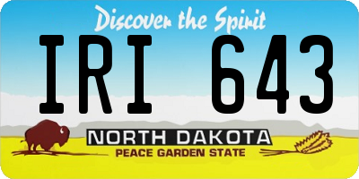 ND license plate IRI643