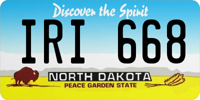 ND license plate IRI668