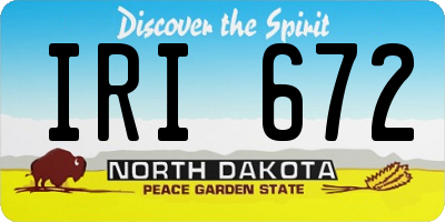 ND license plate IRI672