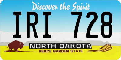 ND license plate IRI728