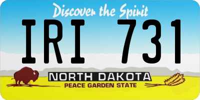 ND license plate IRI731