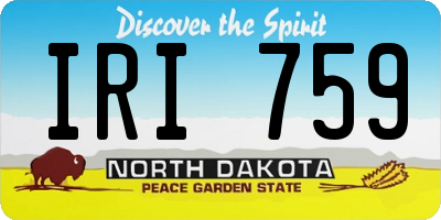 ND license plate IRI759