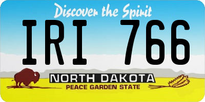 ND license plate IRI766