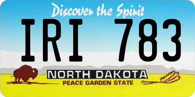 ND license plate IRI783