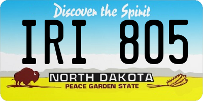 ND license plate IRI805