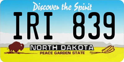 ND license plate IRI839