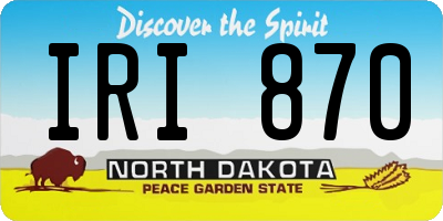 ND license plate IRI870