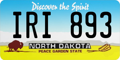 ND license plate IRI893