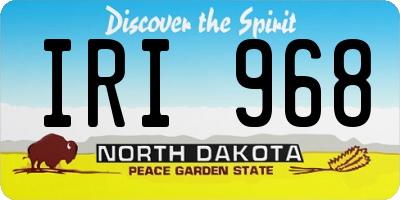 ND license plate IRI968