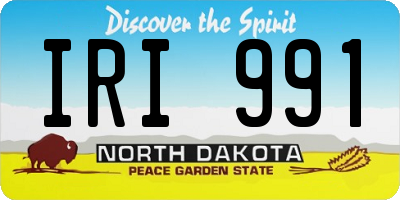 ND license plate IRI991