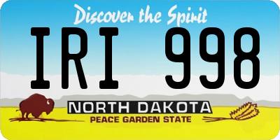 ND license plate IRI998