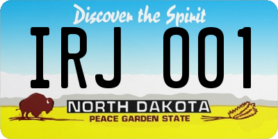 ND license plate IRJ001