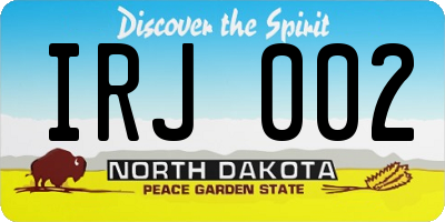 ND license plate IRJ002