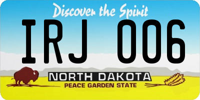 ND license plate IRJ006