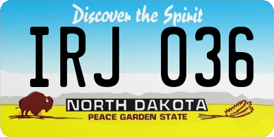 ND license plate IRJ036